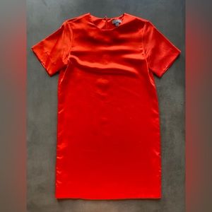 Bright orange silk shift dress - S